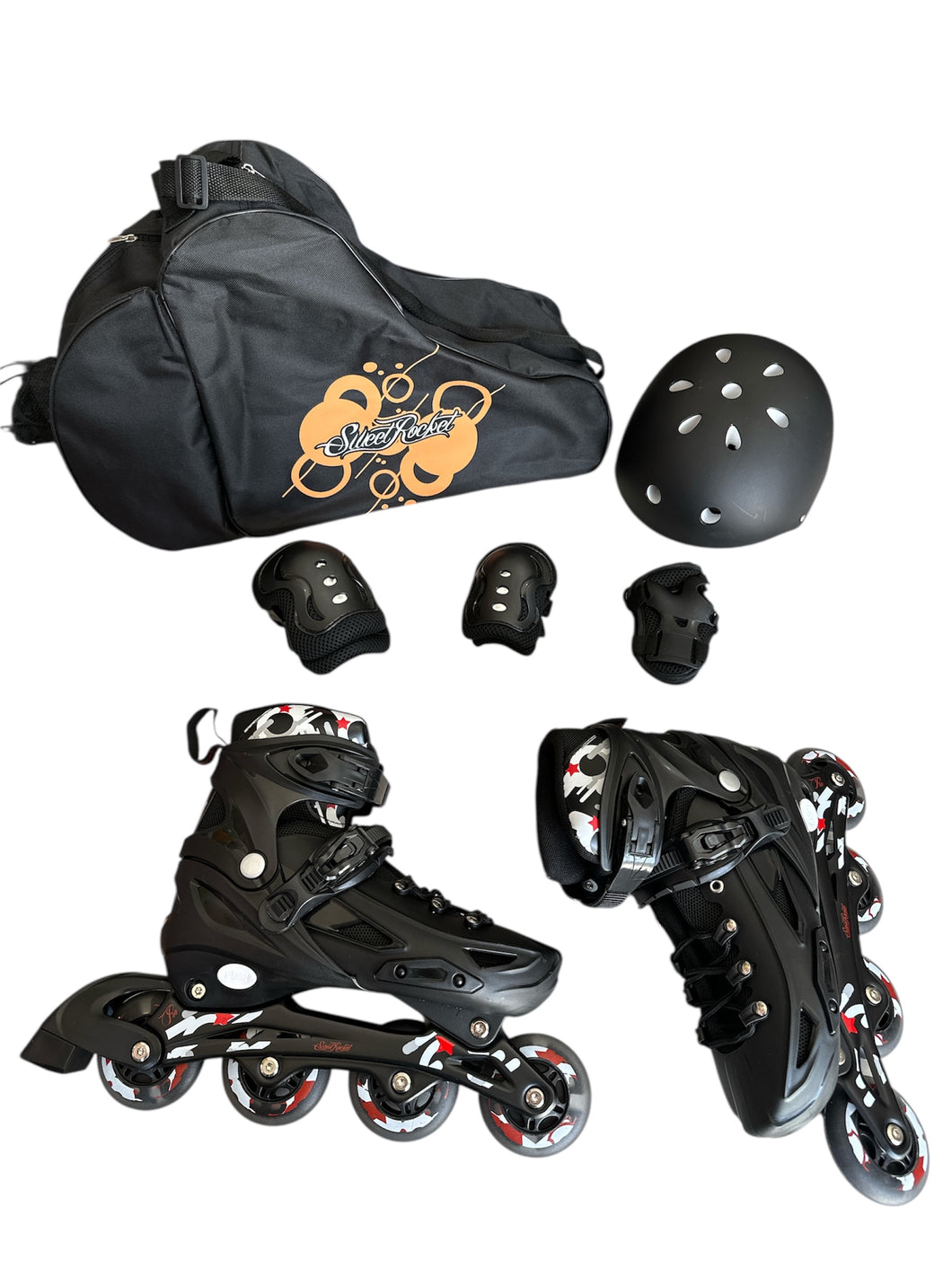 Patines en línea marca sweet rocket incluye kit de protecciones
